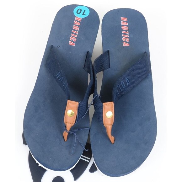 Nautica Women's 10 Red White Blue Thong Wedge Slip-on Sandal Beach Patriotic NEW - Picture 5 of 6